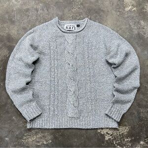 Vintage Keren Hart Cable Knit Sweater Heather Gray Cozy Winter Style